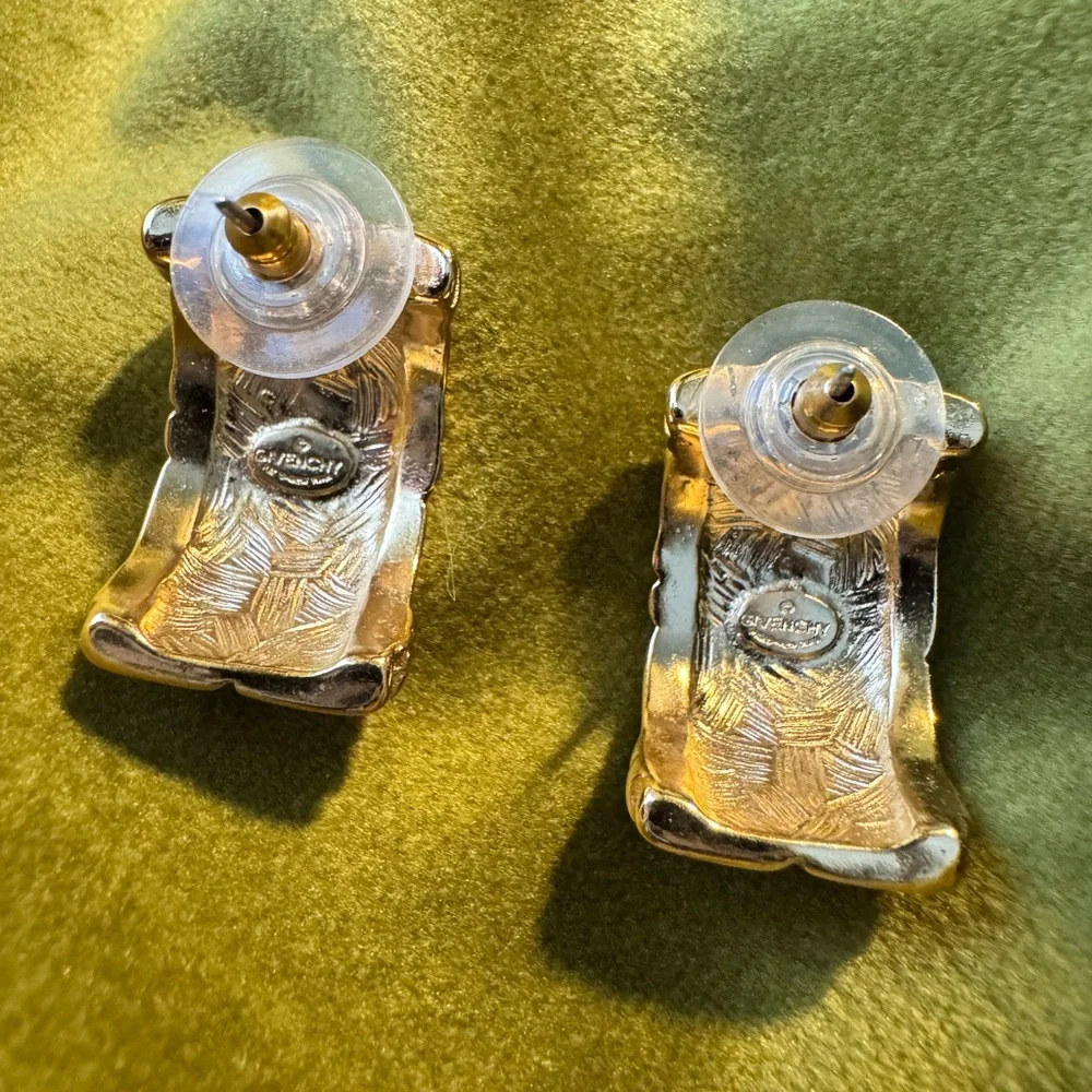Vintage Givenchy 1980s Gold tone Earrings - Picture 5 of 8